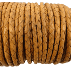 Oslo Round Braided Leather Cord Camel brown