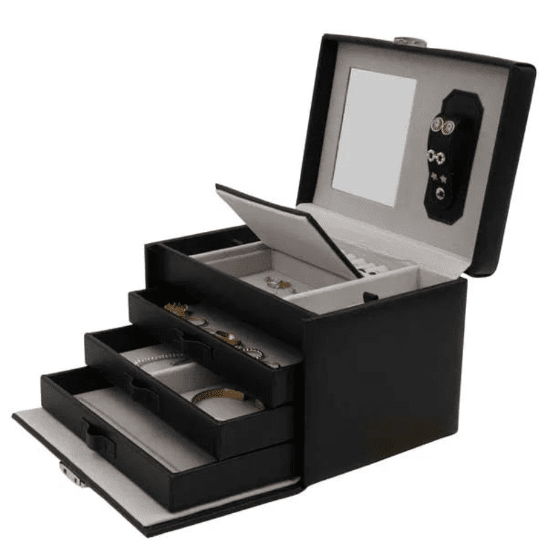 No. 903 Jewellery Case - Black Grey Velour Interior 1 900.903