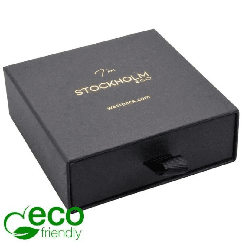 Stockholm ECO Jewellery Box for Bangle Black Buckram 1 Stockholm ECO Jewellery Box for Bangle-Black Buckram Cardboard/ Black Foam - Image 1