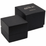 Berlin ECO Jewellery Box for Ring Matt Black Wood / Black Leatherette Interior - Image 4