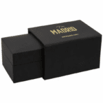 Madrid Jewellery Box for Wedding Rings-Matt Black Soft-touch / Black Velour Interior - Image 4