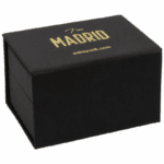 Madrid Jewellery Box for Wedding Rings-Matt Black Soft-touch / Black Velour Interior - Image 5