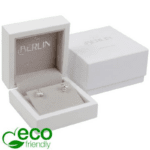 Berlin ECO Jewellery Box - Earrings/Studs/Pendant Glossy White Wood / Light grey velour interior