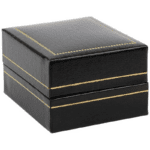 Bombay Jewellery Box for Earrings/ Studs/ Pendant - Black leatherette with gold tooling/ Black insert - Image 2