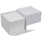Berlin ECO Jewellery Box for Wedding Rings Glossy White Wood / Light grey velour interior - Image 3