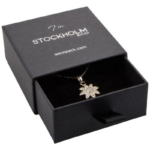 Stockholm ECO Jewellery Box Drop Earrings/Pendant-Black Buckram Cardboard/ Black Foam - Image 2