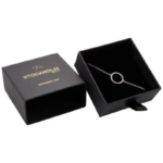 Stockholm ECO Jewellery Box Drop Earrings/Pendant-Black Buckram Cardboard/ Black Foam - Image 4