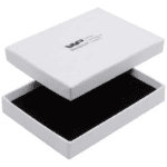 Boston Jewellery Box for Jewellery Set - White Linen-look Cardboard/ White-Black Foam - Image 2