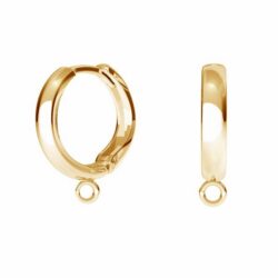 Hoop Leverback with Loop, 18K Gold 750 Plated Sterling Silver 925, 17 mm 13,5 mm
