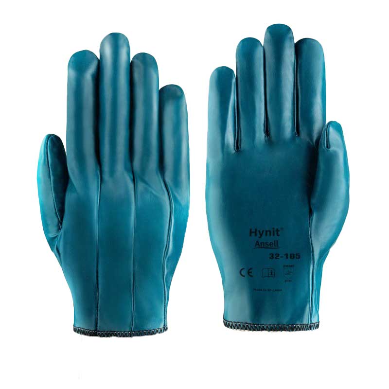 Hynit 32-105 Blue Product - Front and Back Hynit Blue gloves Ansell for jewellery work and goldsmiths