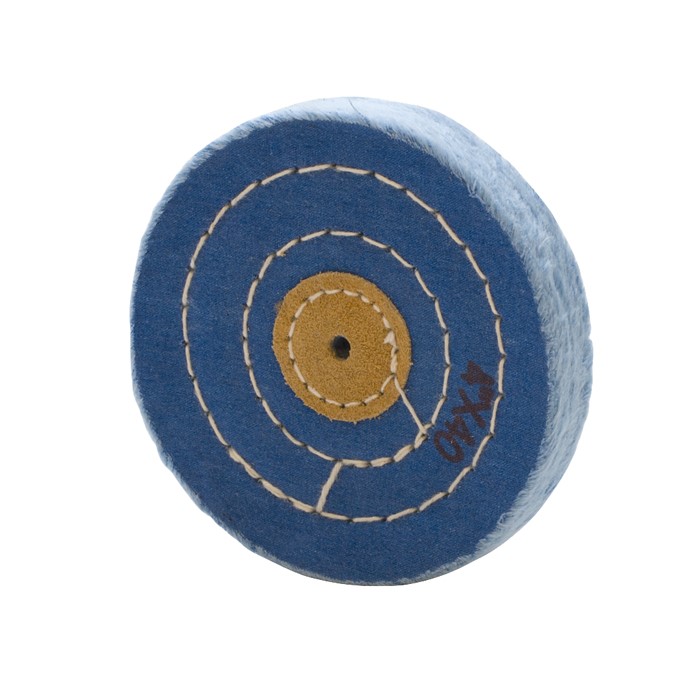 17.510 Blue Muslin Buff, 100 mm (4″) x 50 Ply Grobet - Image 1