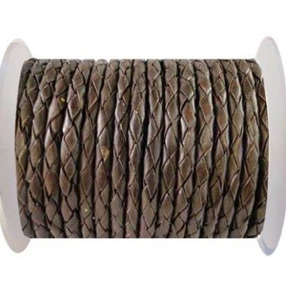Oslo Round Braided Leather Cord Coffee Brown