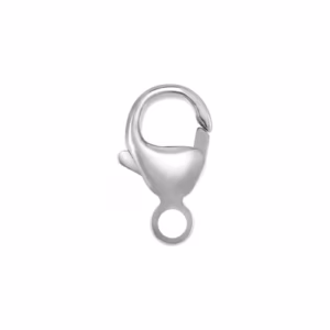 Sterling silver chain clasp, Lobster Claw, Tear Drop shaped, with an Integrated Ring