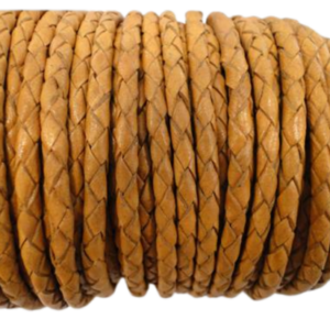 Oslo Round Braided Leather Cord Camel brown