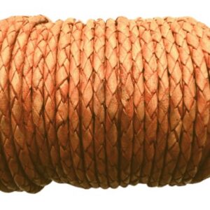 Oslo Round Braided Leather Cord- 3mm-Terracotta