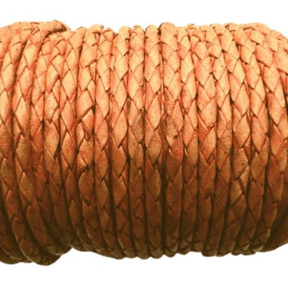 Oslo Round Braided Leather Cord- 3mm-Terracotta