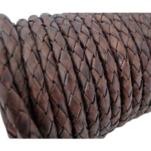 Oslo Round Braided Leather Cord Vintage Dark Brown