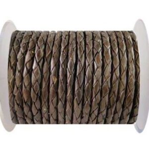 Oslo Round Braided Leather Cord Coffee Brown