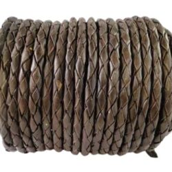 Oslo Round Braided Leather Cord - Dark Brown
