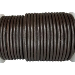 Round Leather Cord - Coffee brown - 4mm