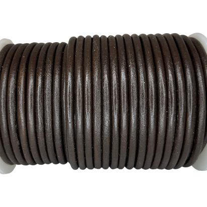 Round Leather Cord - Coffee brown - 4mm