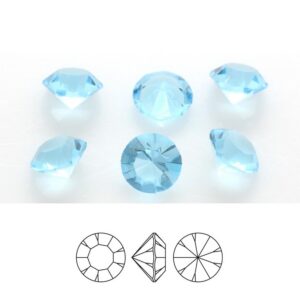 preciosa crystal chaton pure round stone pointed back unfoiled aquamarine