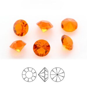 preciosa crystal chaton pure round stone orange cubic zirconia