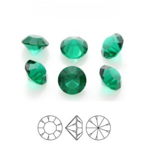 unfoiled emerald coloured cubic zirconia preciosa crystal chaton pure round stone pointed back
