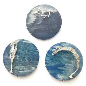Aqua Ambra Aquila 2026 winning piece Silence by Kristýna Spanihelova. Piece cosists of 3 brooches made of wood, silver and salt.